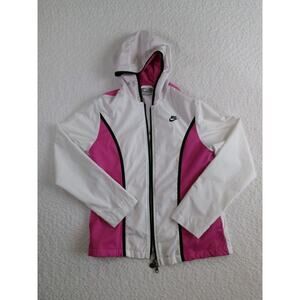 Nike womens white/black/pink jacket and pants size small polyester